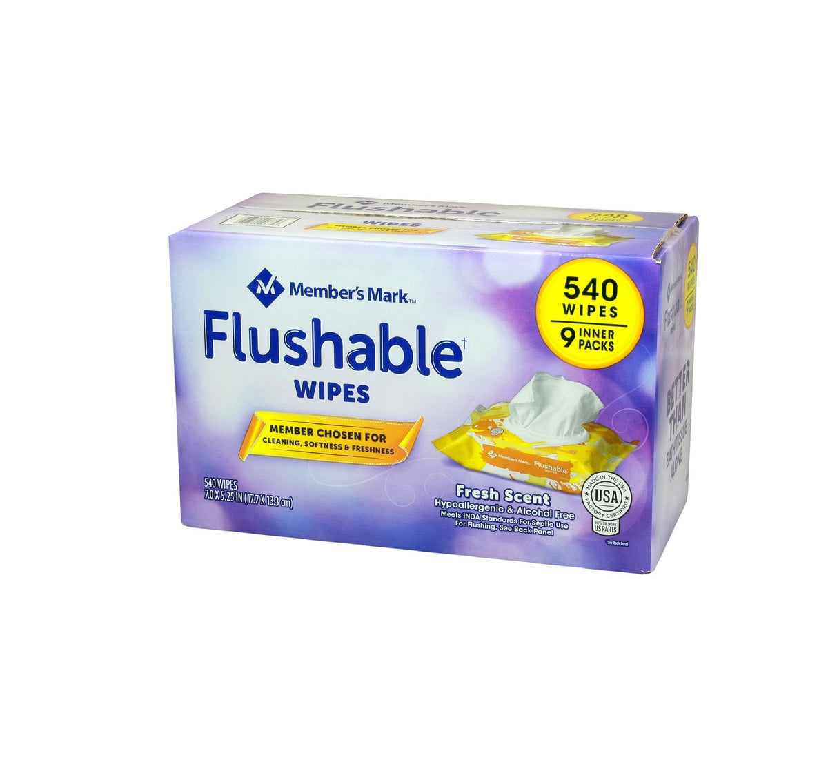 Member's Mark Flushable Wipes (9 pk, 540 wipes)