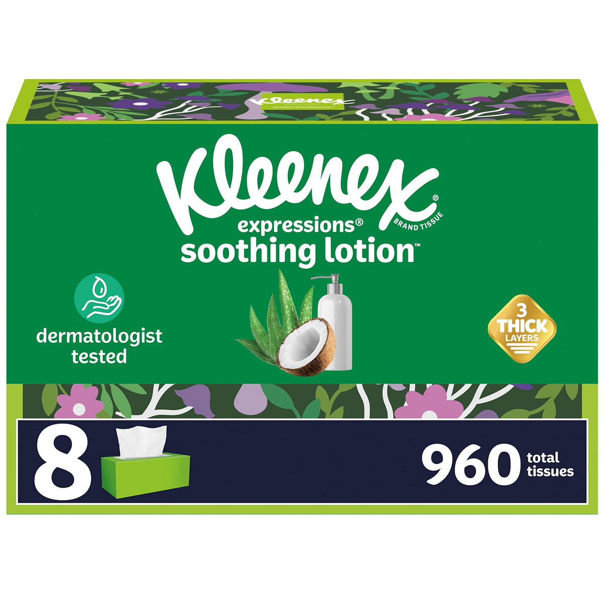 Kleenex Lotion Facial Tissues, 4 Cube Boxes, 60 Tissues per Box