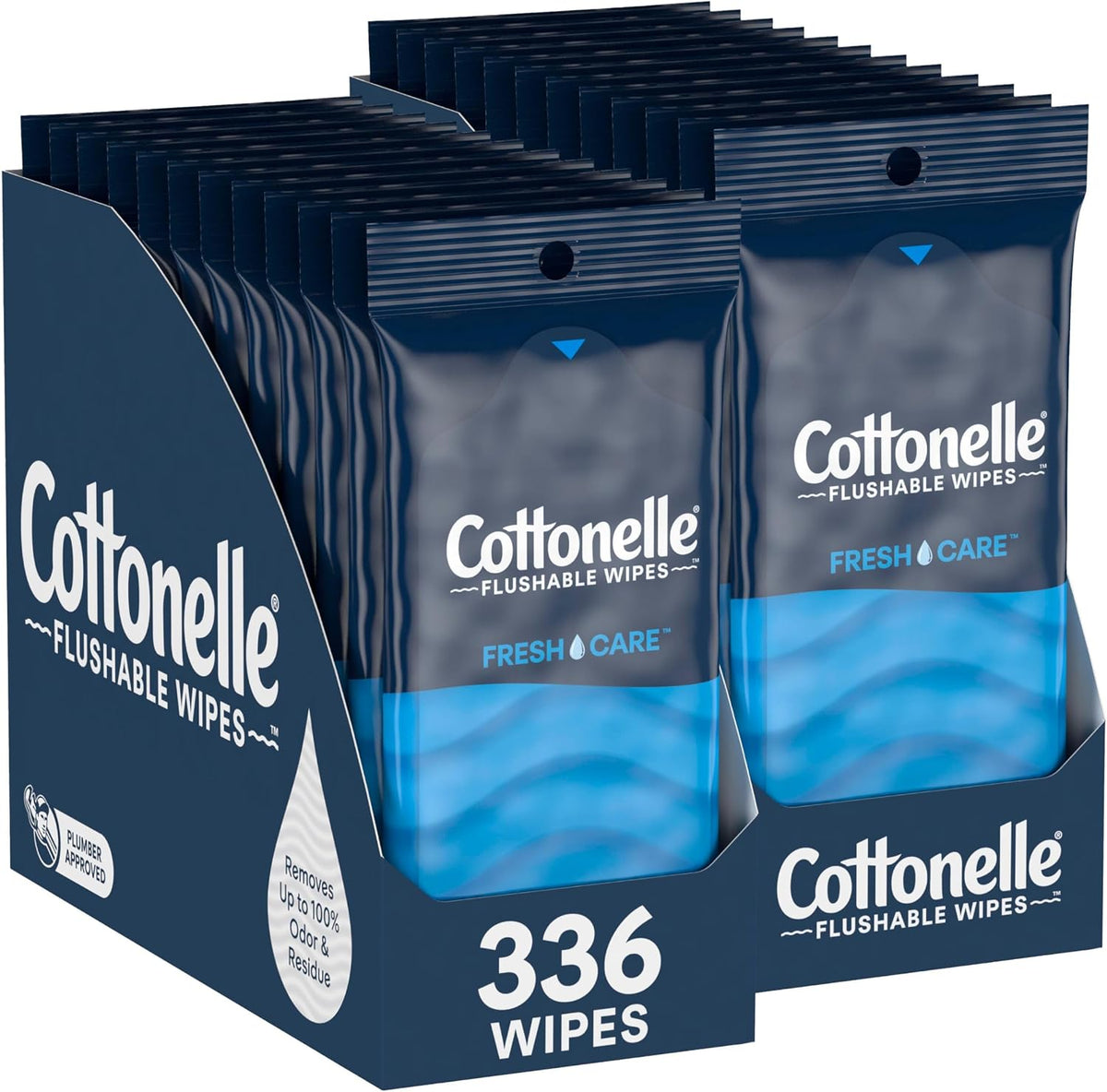 Cottonelle Fresh Care On-The-Go Flushable Wipes, 24 Packs, 14 Wipes per Pack