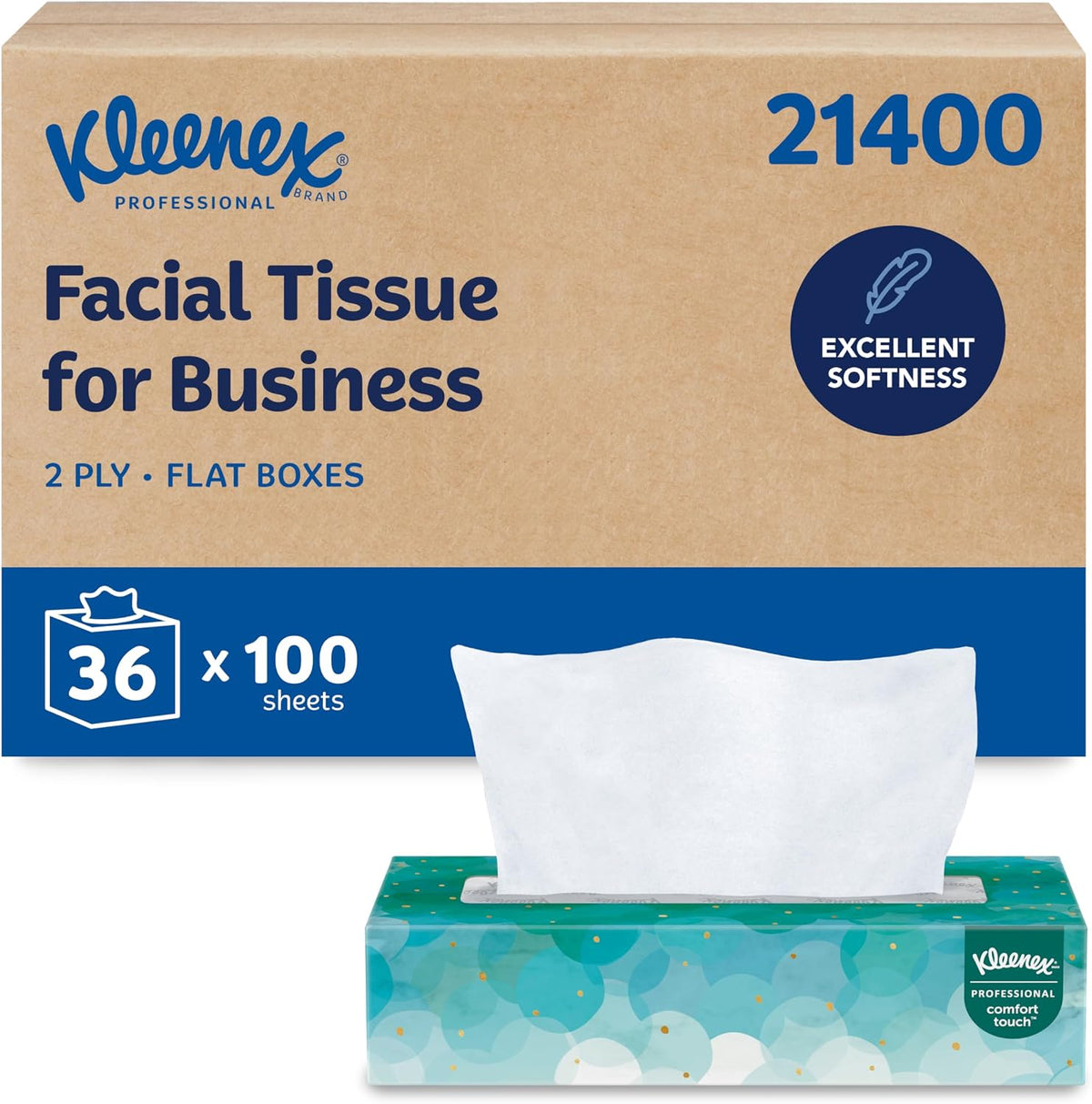 Kleenex Professional Facial Tissue, Bulk, 36 Boxes x 100 Tissues (21400)
