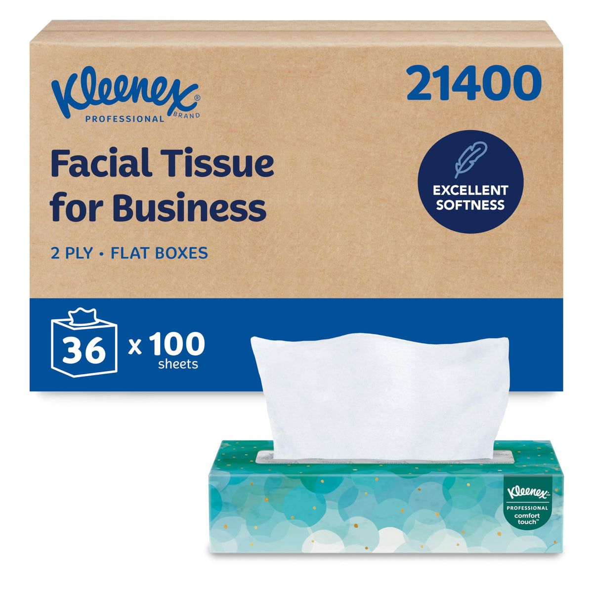 Kleenex Professional Facial Tissue, Bulk, 12 Boxes x 125 Tissues (03076)