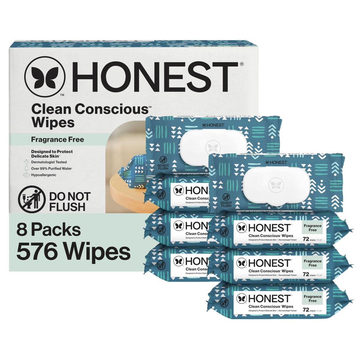 The Honest Company Multi-Use Baby Wipes, Pattern Play, 60 Count