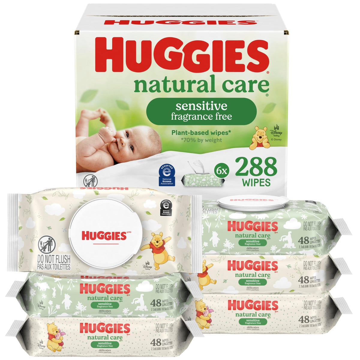 Huggies Natural Care Sensitive Baby Wipes, Unscented, 1 Pack, 56 Wipes