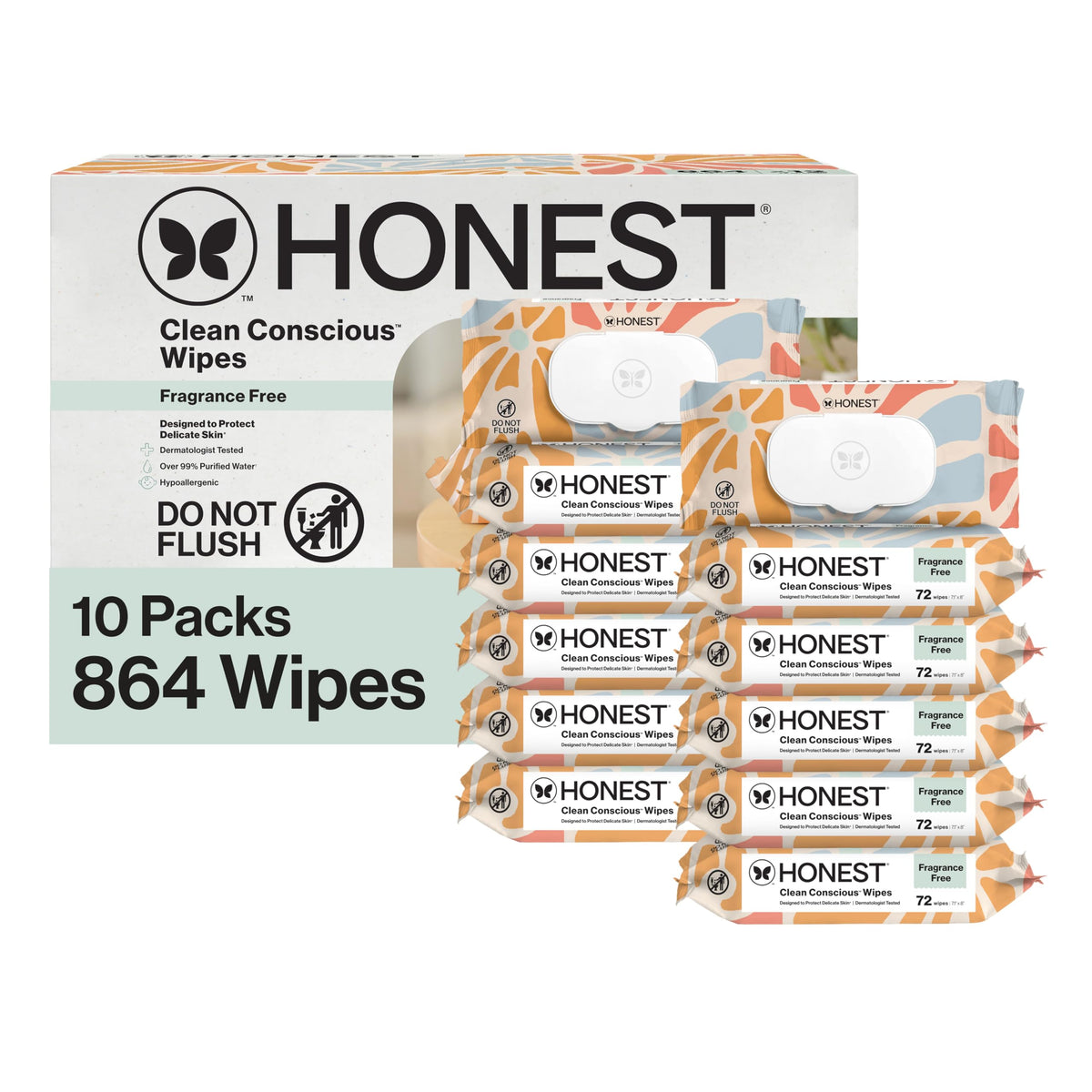 The Honest Company Multi-Use Baby Wipes, Pattern Play, 60 Count