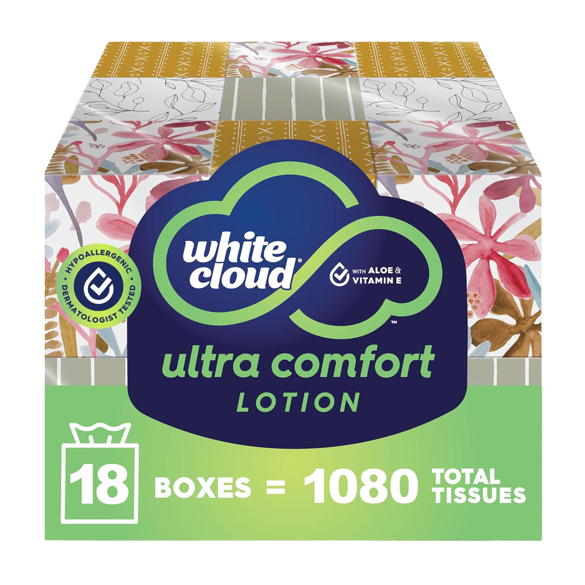 White Cloud Ultra Soft 3-Ply Facial Tissue, 18 Box Pack
