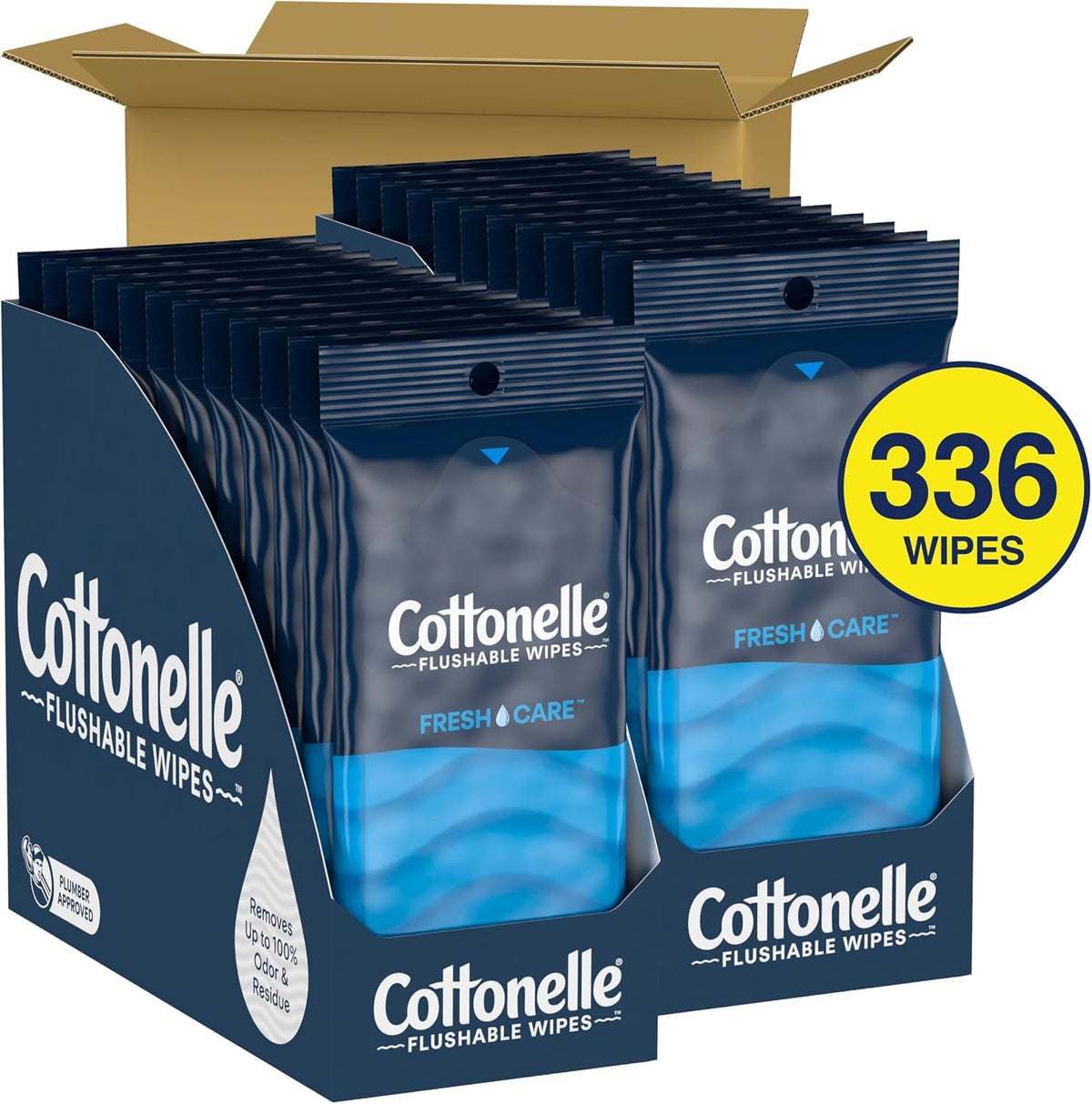 Cottonelle Fresh Care On-The-Go Flushable Wipes, 24 Packs, 14 Wipes per Pack