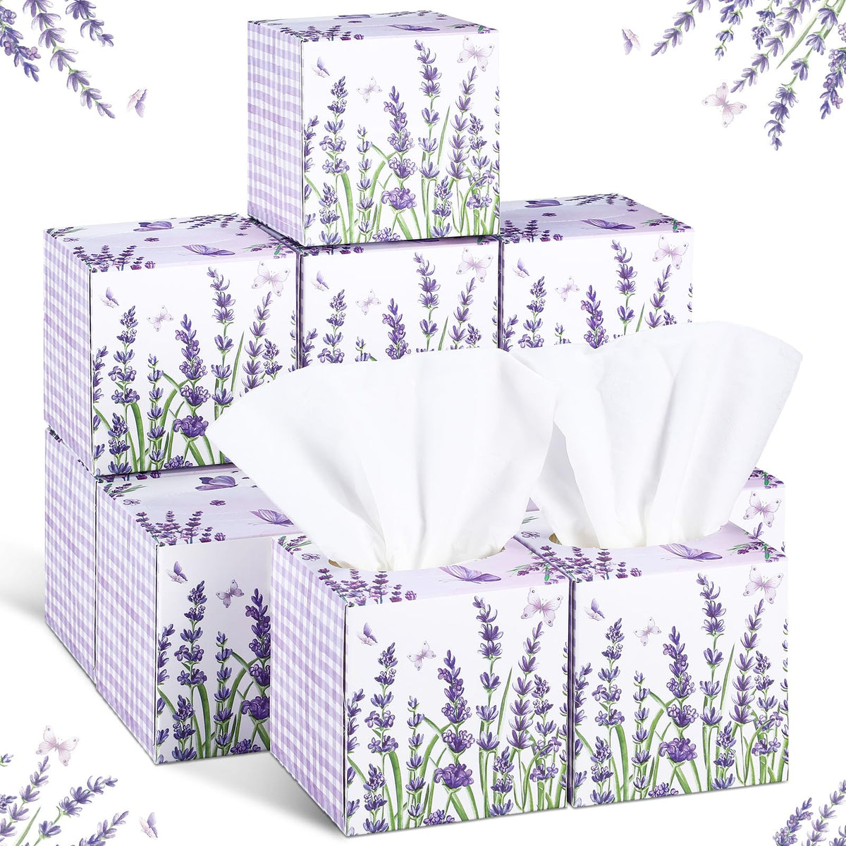 Fourluoo 12 Pack Fall Floral Facial Tissue Cube Boxes, 600 Sheet 3 Ply