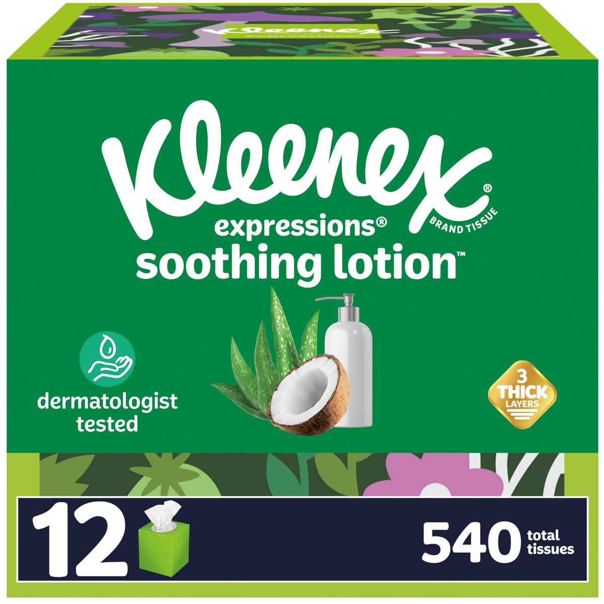 Kleenex Lotion Facial Tissues, 4 Cube Boxes, 60 Tissues per Box