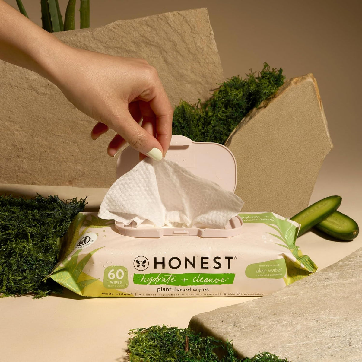 The Honest Company Scented Wipes, Hypoallergenic, Aloe Cucumber, 60 Count