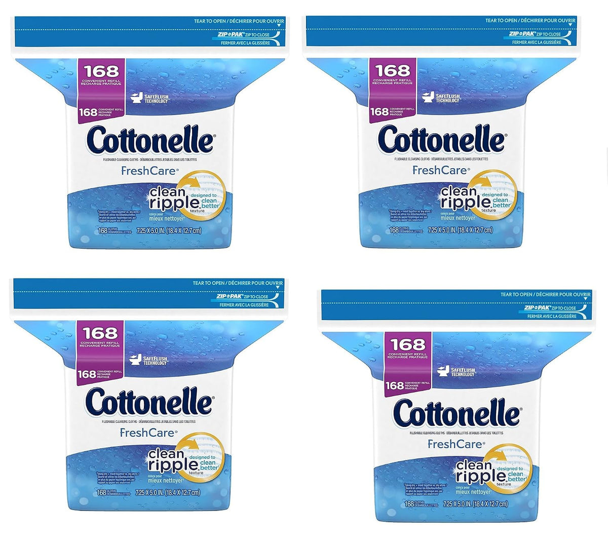 Cottonelle Fresh Care Flushable Moist Wipes Refill NCvXBy, 168 Count, (4 Packs)