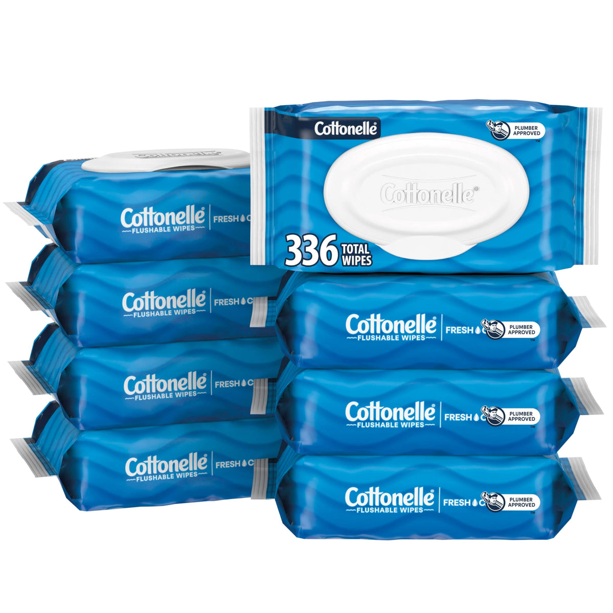 Cottonelle Fragrance Free Flushable Wipes, 8 Packs, 42 Wipes per Pack