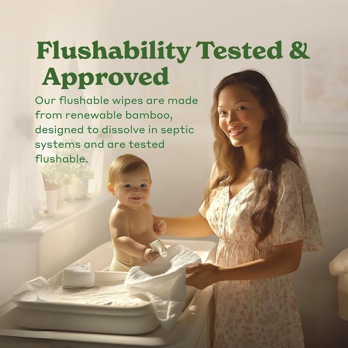 Caboo Tree Free Flushable Wipes, Septic Safe, 180 Wipes