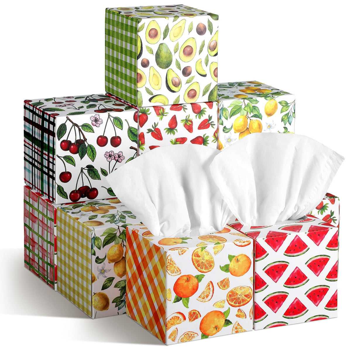 Fourluoo 12 Pack Fall Floral Facial Tissue Cube Boxes, 600 Sheet 3 Ply