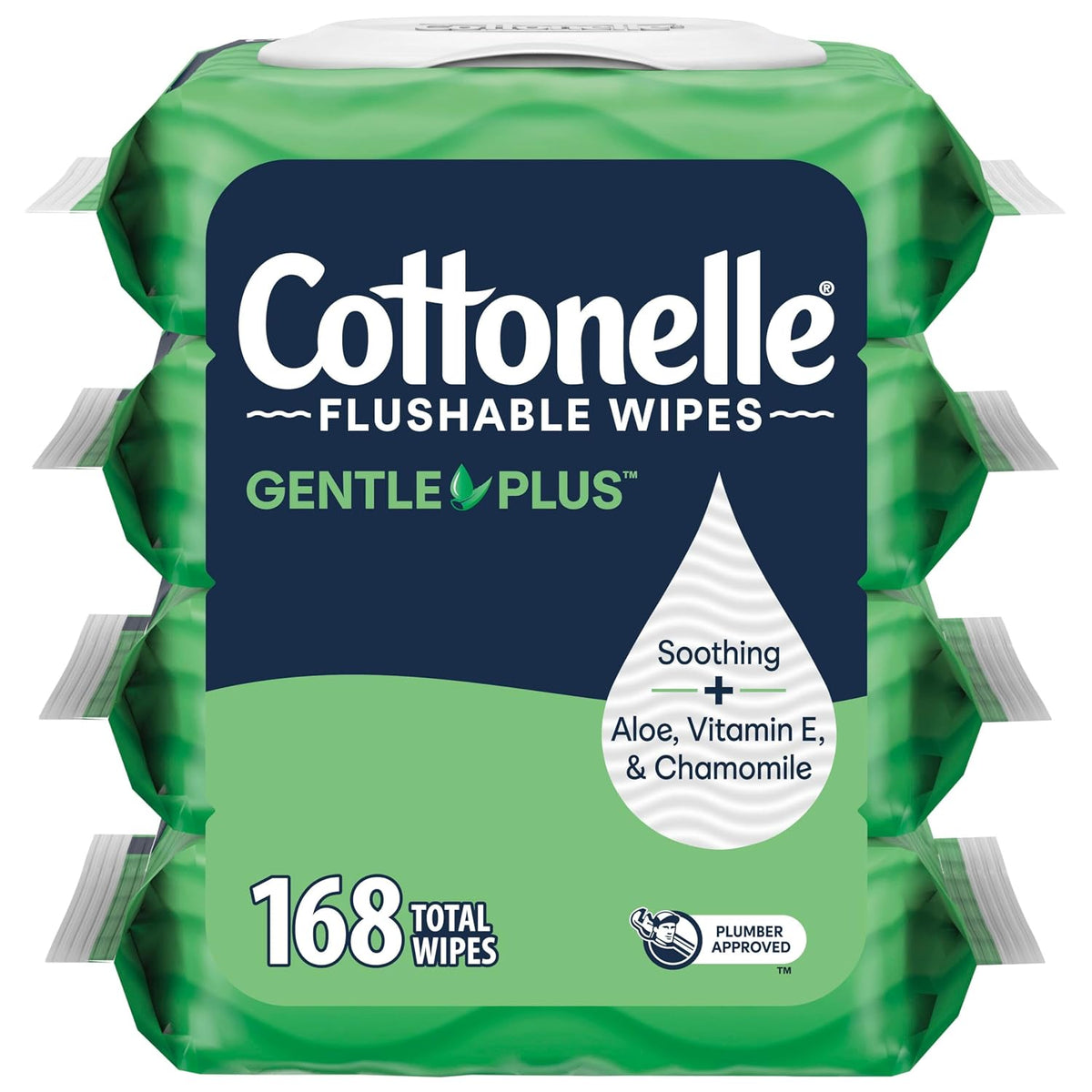 Cottonelle GentlePlus Flushable Wipes, 4 Packs, 42 Wipes per Pack