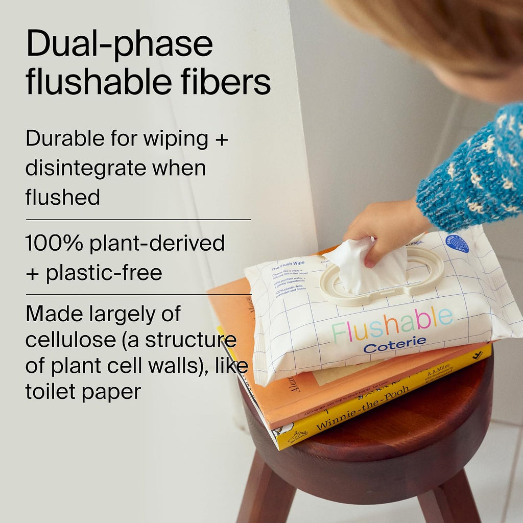 Coterie Flushable Wipes for Sensitive Skin, 4 Packs (224 Count)