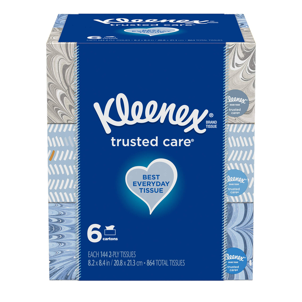 Kleenex Trusted Care Facial Tissues, 8 Flat Boxes, 200 Tissues per Box