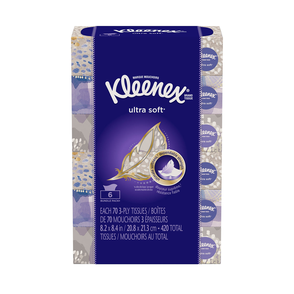 Kleenex Ultra Soft Facial Tissues, 3 Flat Boxes, 120 Tissues per Box