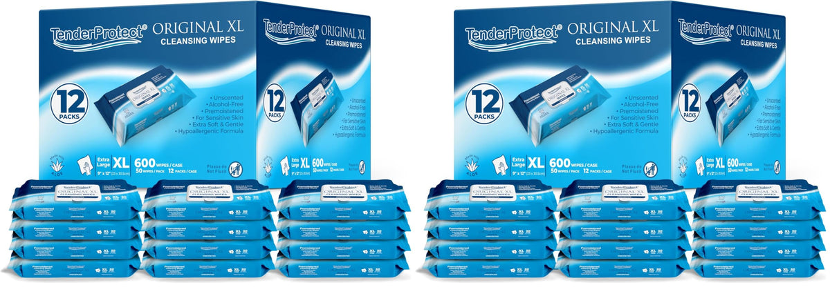 TenderProtect Original XL Incontinence Wipes for Adults with Aloe, 600 Count