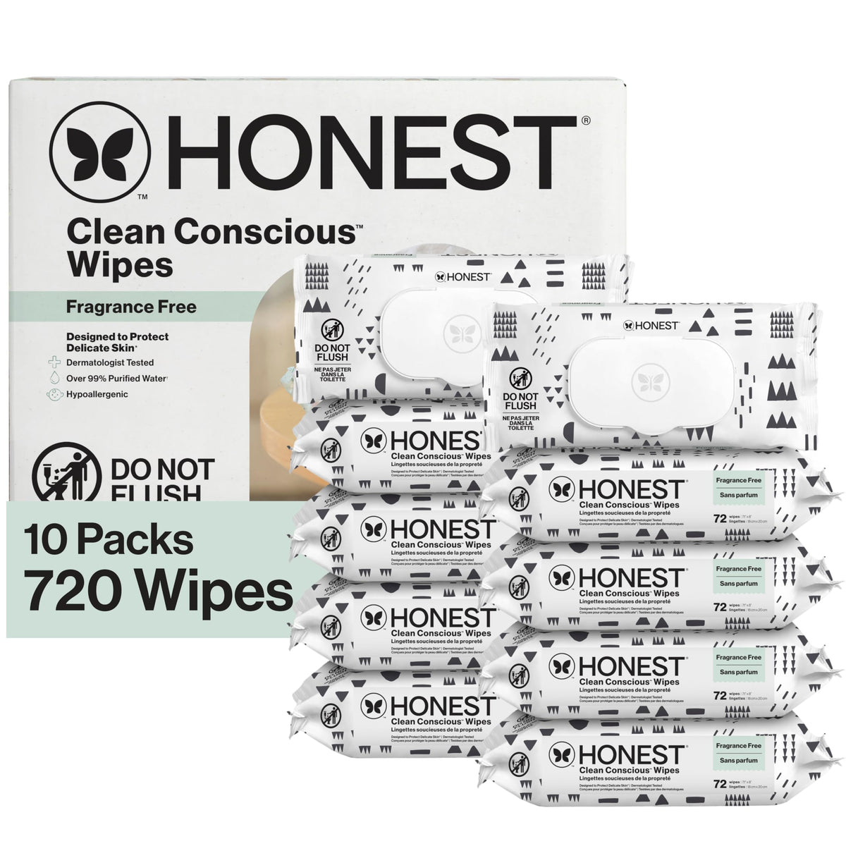 The Honest Company Multi-Use Baby Wipes, Pattern Play, 60 Count