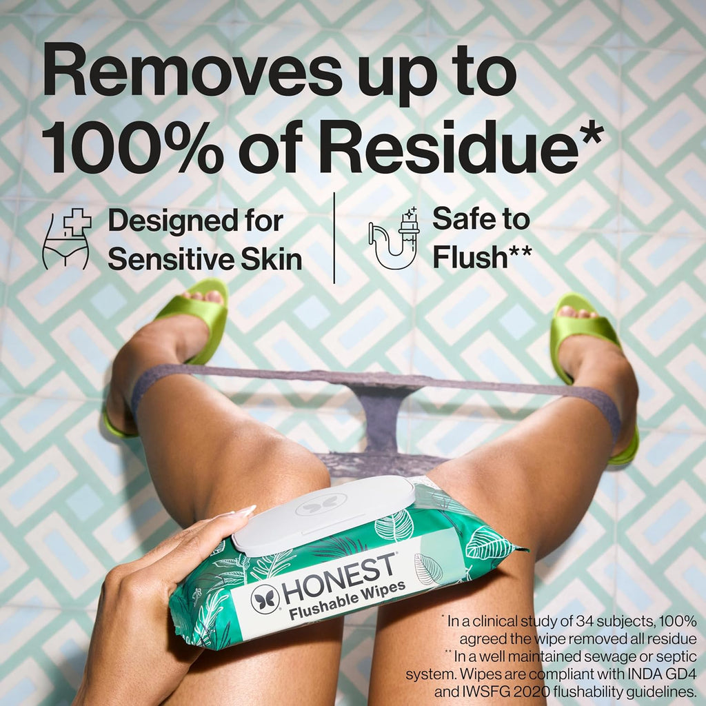 The Honest Company Flushable Wipes, Hypoallergenic, Tropical Leaves, 126ct