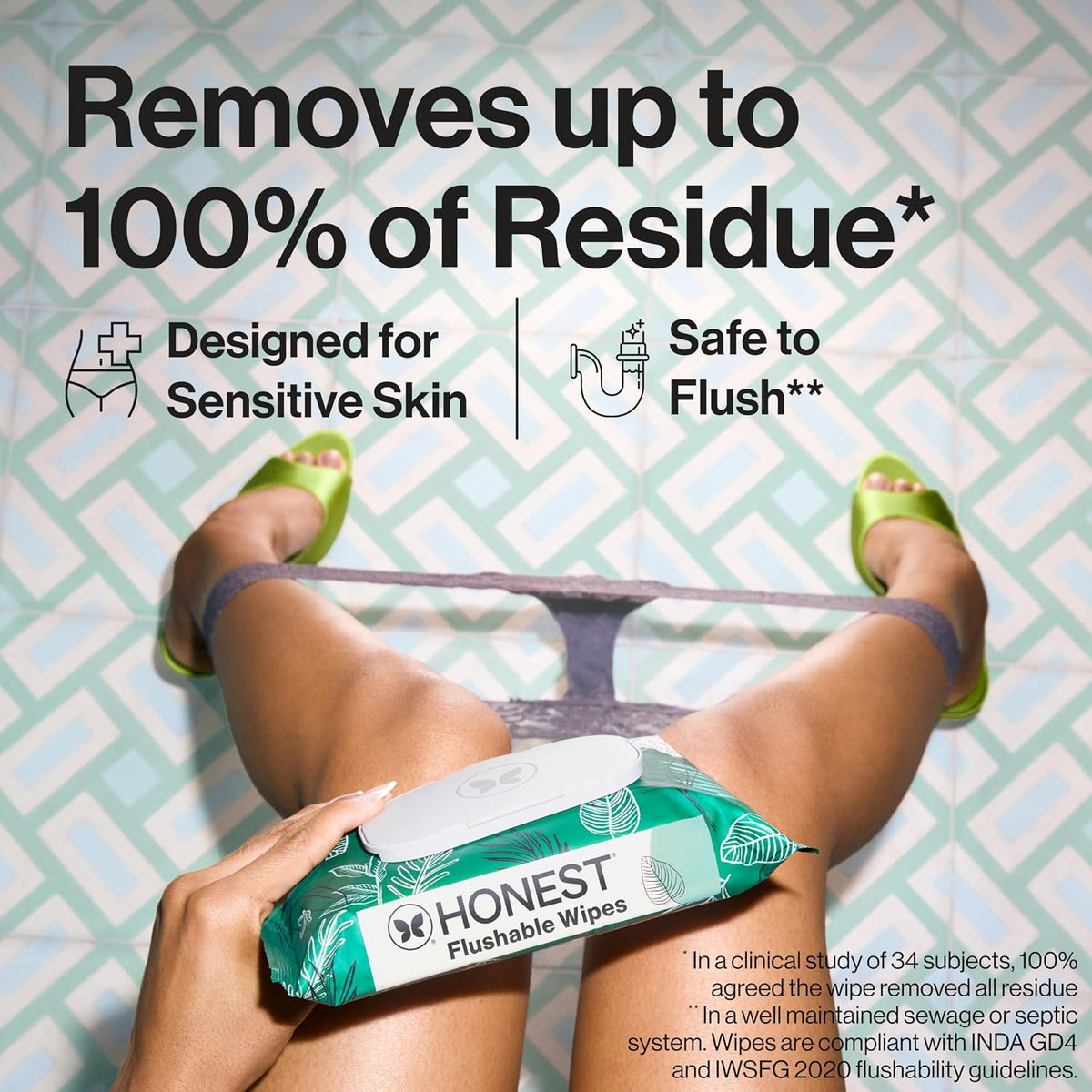 The Honest Company Flushable Wipes, Hypoallergenic, Tropical Leaves, 336ct