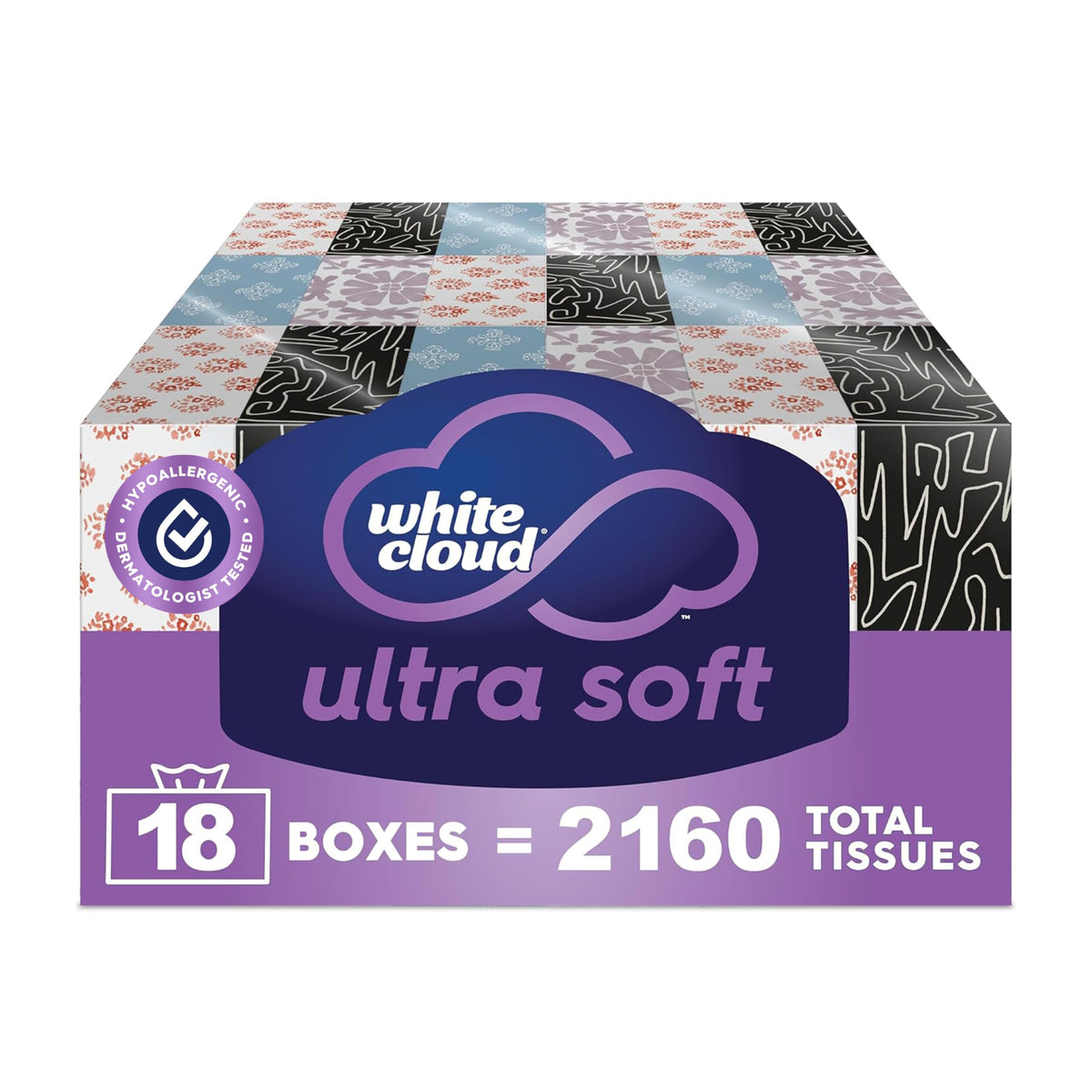 White Cloud Ultra Soft 3-Ply Facial Tissue, 18 Box Pack
