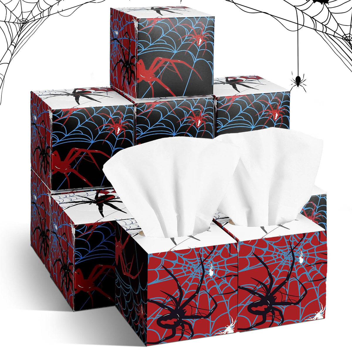 Fourluoo 12 Pack Fall Floral Facial Tissue Cube Boxes, 600 Sheet 3 Ply
