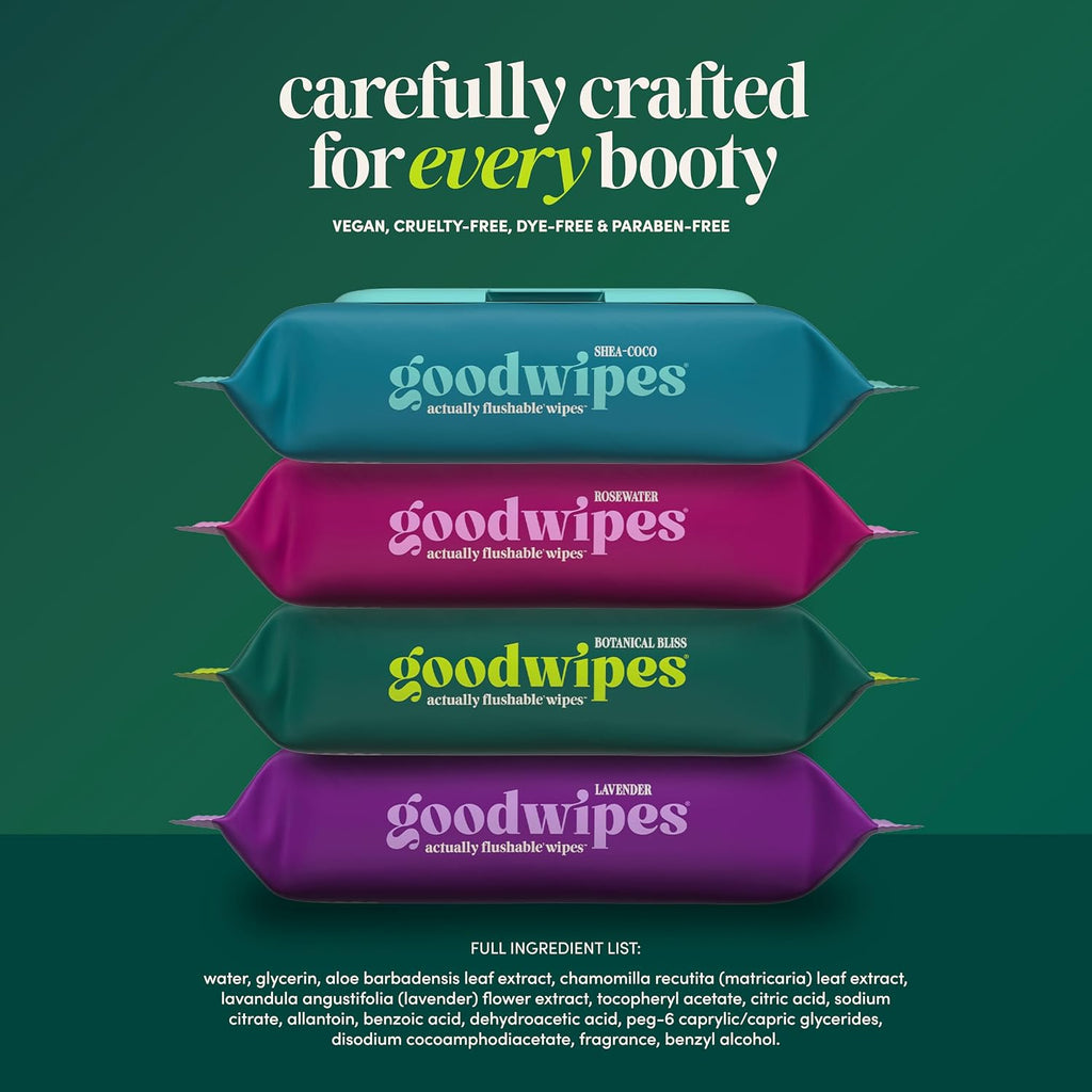 goodwipes Flushable Wipes - Botanical Bliss, 418 Wipes (8 Pack + 1 Travel)