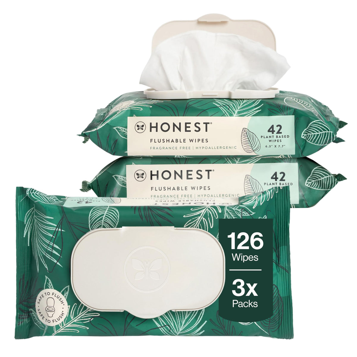 The Honest Company Flushable Wipes, Hypoallergenic, Gilded Wings, 126 Count