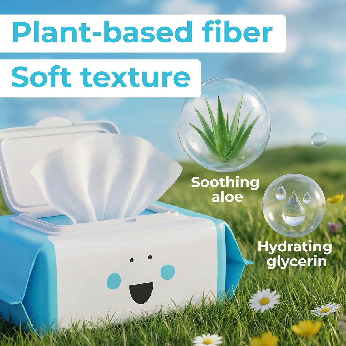 XL Flushable Wipes - Thick & Durable - 99.5% Water and Aloe - Safe for Sensitive Skin, Hypoallergenic & Unscented - Plant-Based Wet Butt Wipes for Adults, Kids & Baby Care - 3 Pack Total 240 Wipes