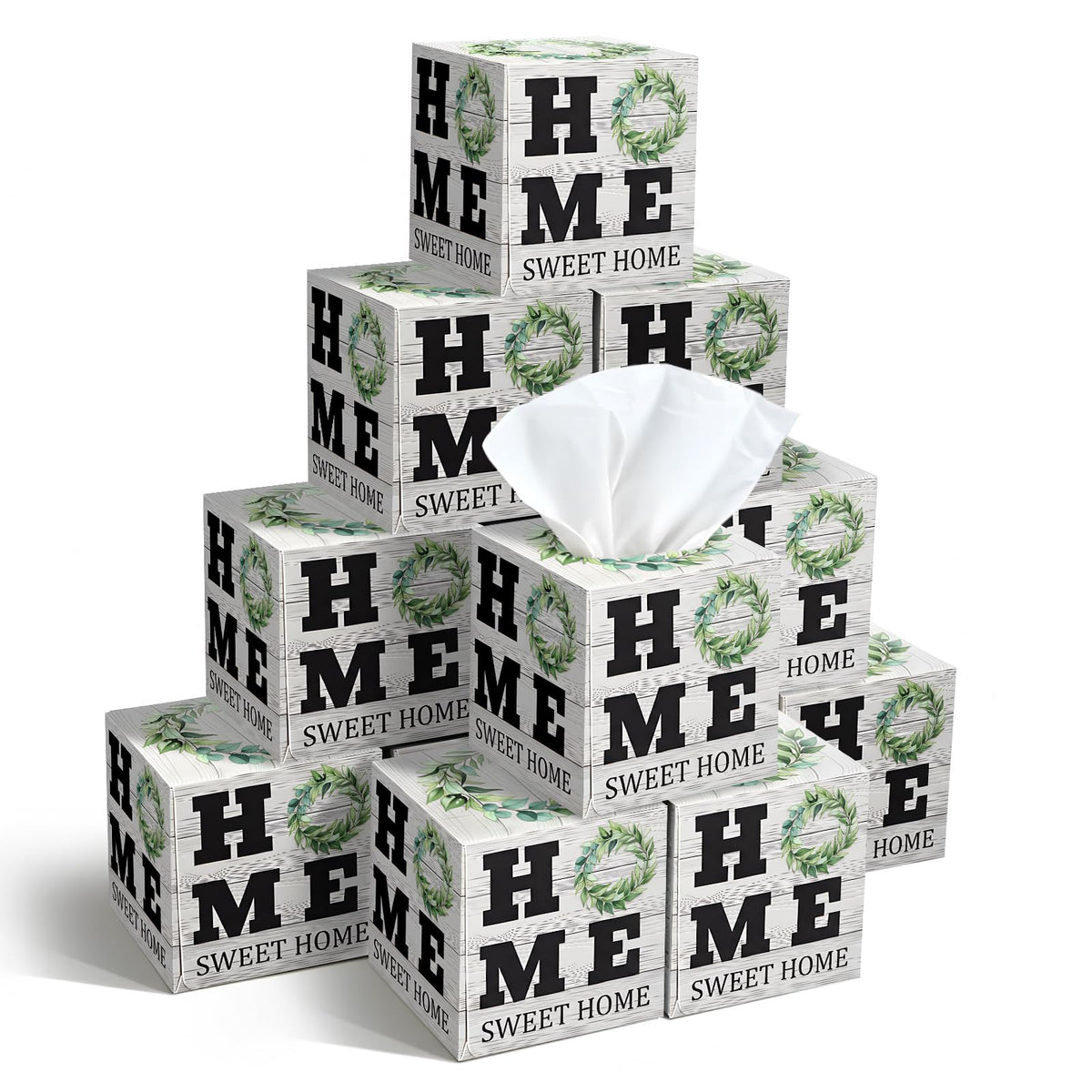 12 Pack Farmhouse Facial Tissues Cube Boxes 600 Sheets 3 Ply Small Square Home Face Tissues Bulk for Housewarming Gifts and Summer Home Decor(Marble Pattern)