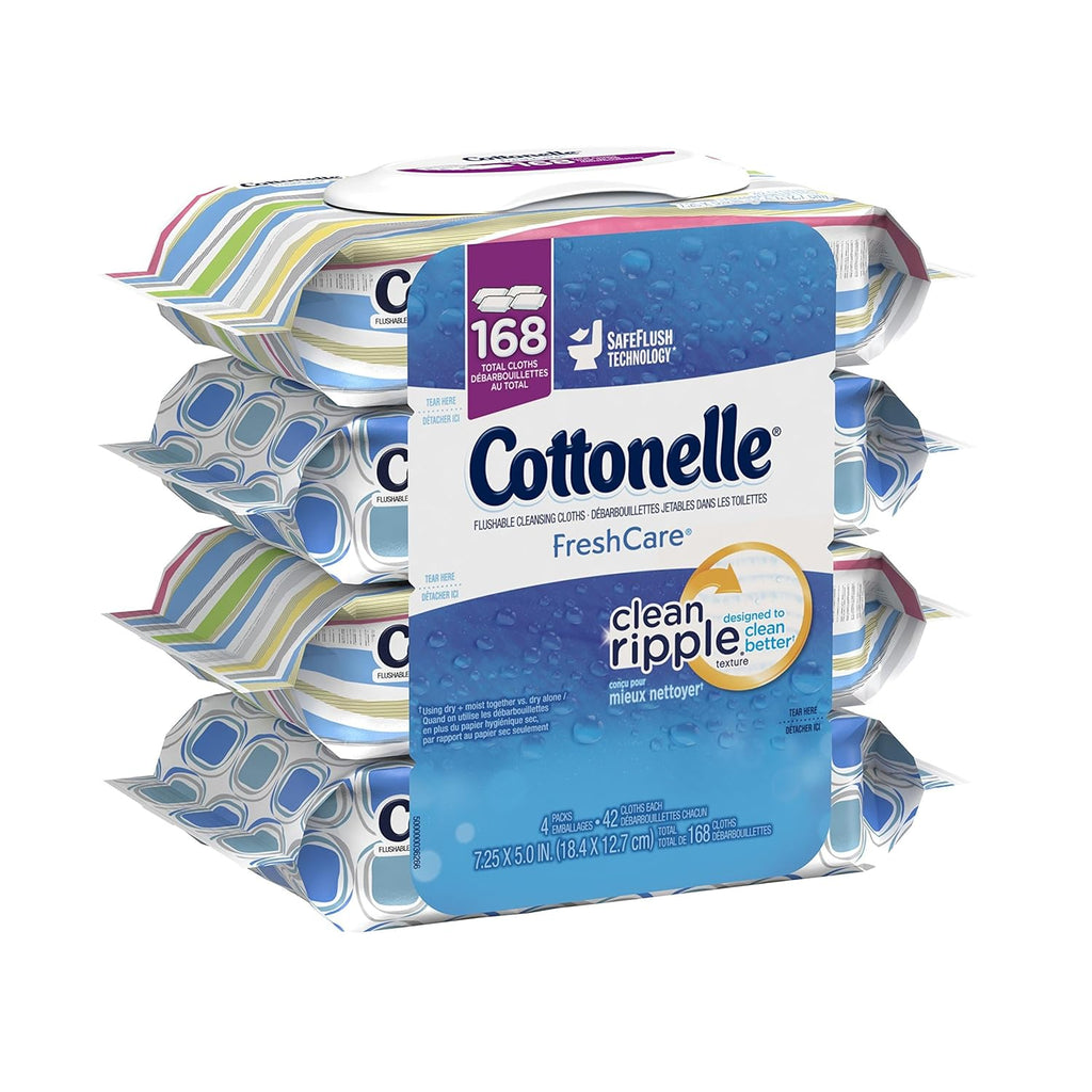 Cottonelle Fresh Care Flushable Cleansing Cloths, 42 Sheets, Count of 4 (packaging may vary)