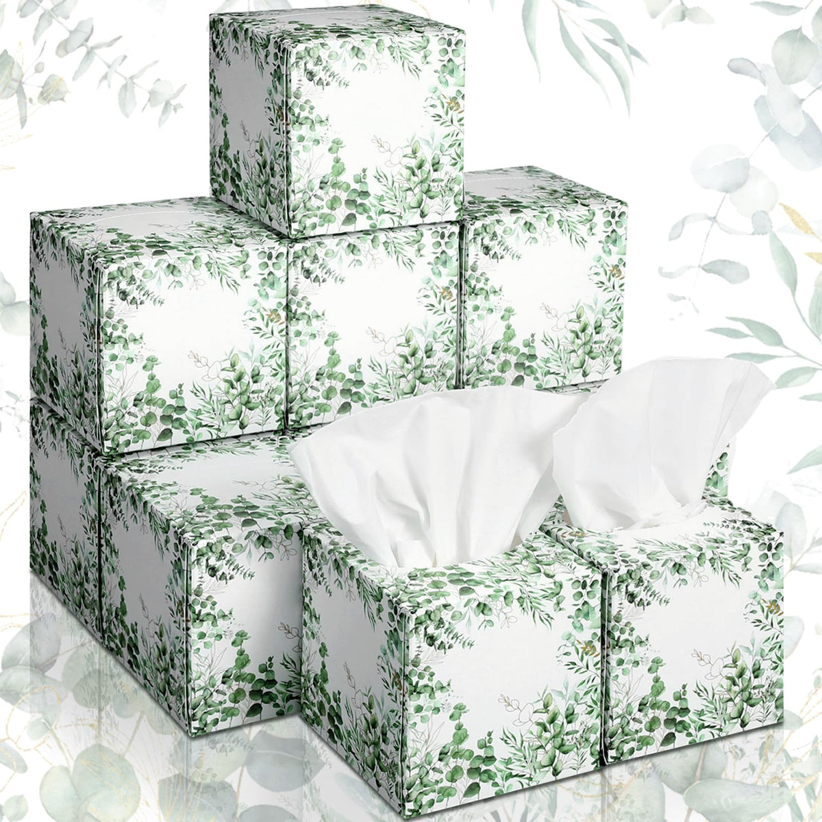 Fourluoo 12 Pack Fall Floral Facial Tissue Cube Boxes, 600 Sheet 3 Ply