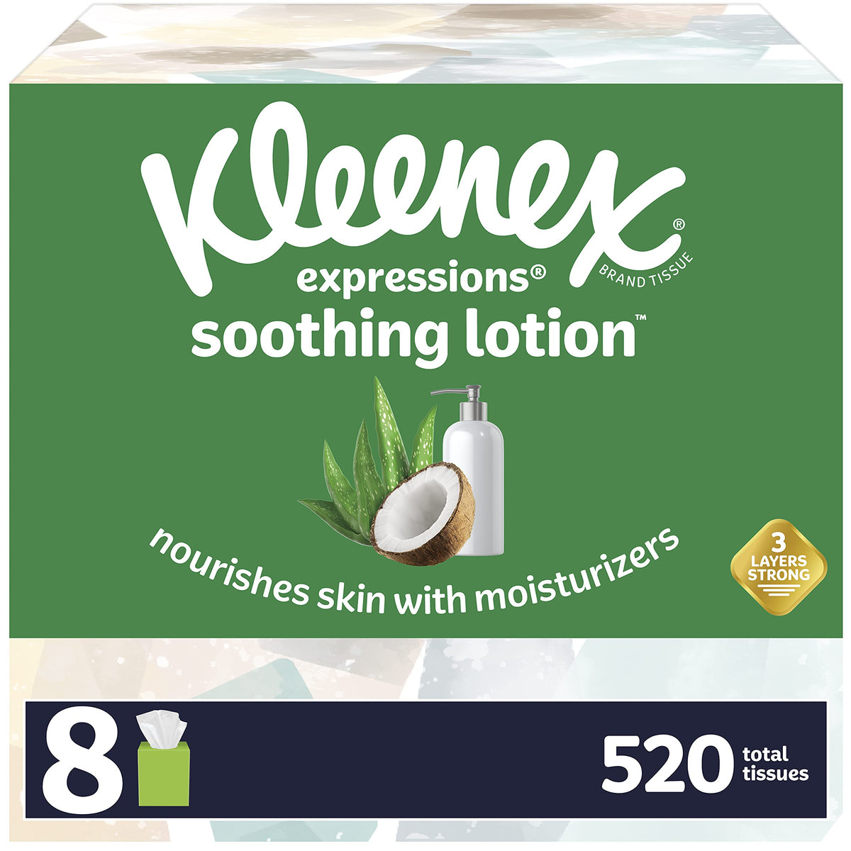 Kleenex Lotion Facial Tissues, 4 Cube Boxes, 60 Tissues per Box