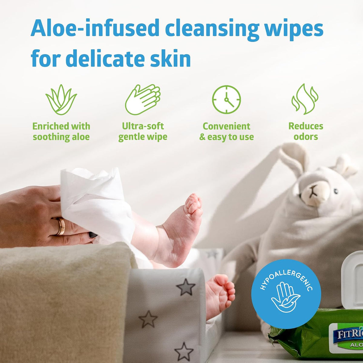 FitRight Aloe Quilted Heavyweight Personal Cleansing Cloth Wipes, Unscented, 576 Count, 8 x 12 inch Adult Large Incontinence Wipes