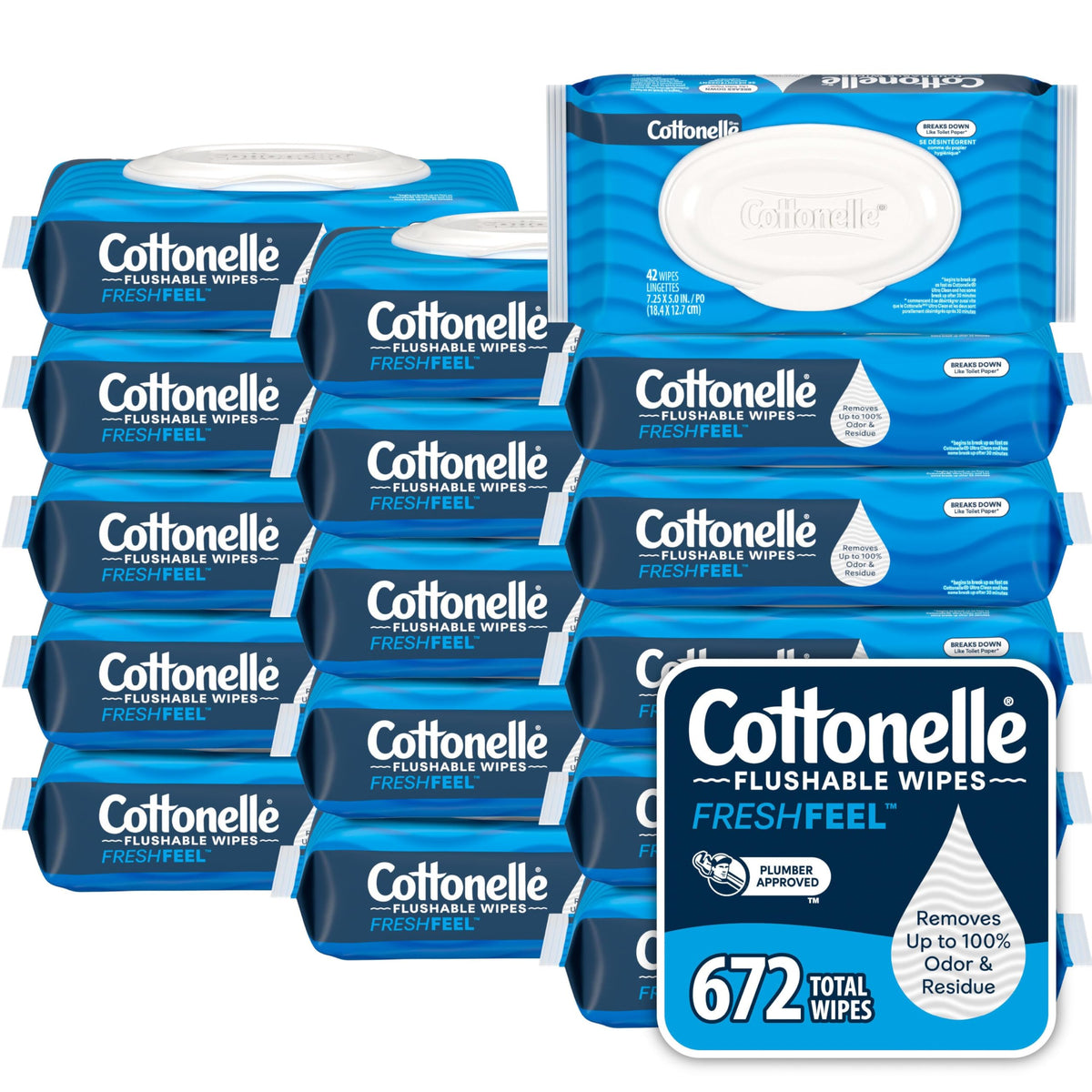 Cottonelle Fresh Care Flushable Wipes, 4 Packs, 42 Wipes per Pack