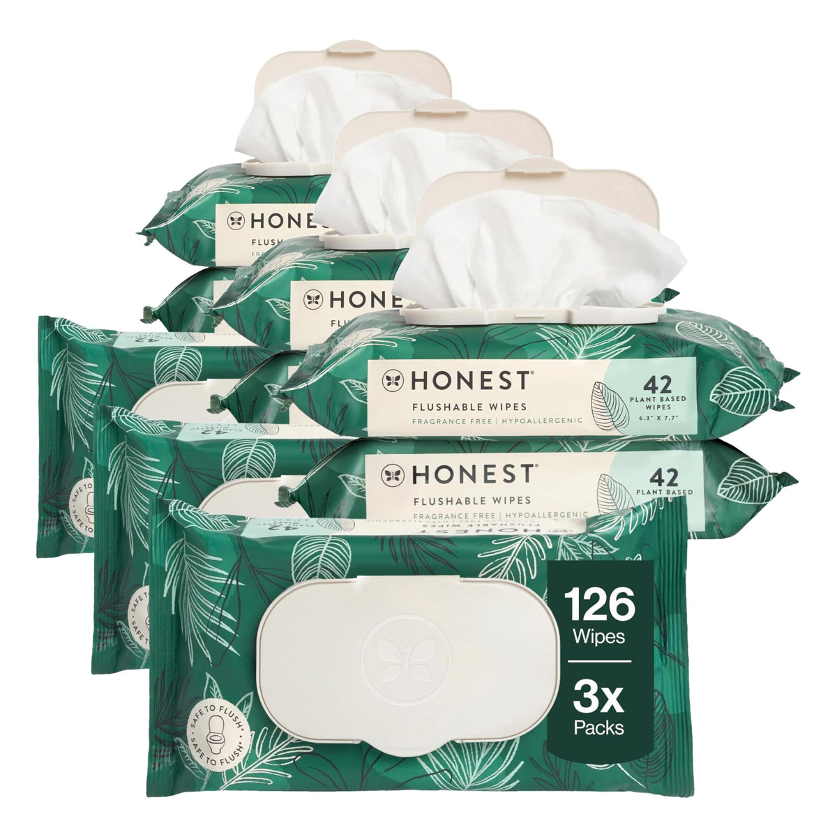 The Honest Company Flushable Wipes, Hypoallergenic, Gilded Wings, 126 Count