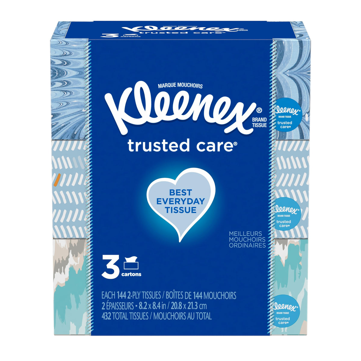 Kleenex Trusted Care Facial Tissues, 8 Flat Boxes, 200 Tissues per Box