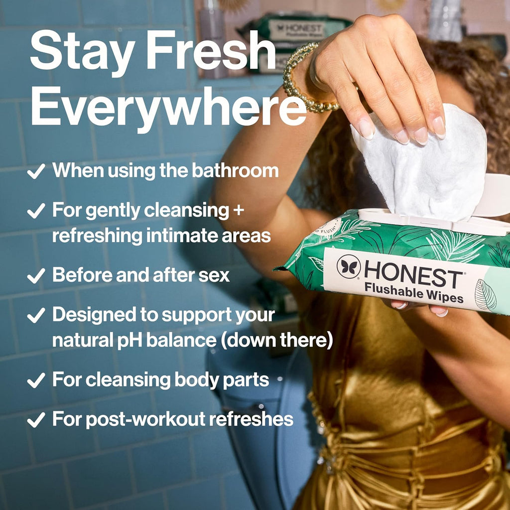 The Honest Company Flushable Wipes, Hypoallergenic, Tropical Leaves, 42ct