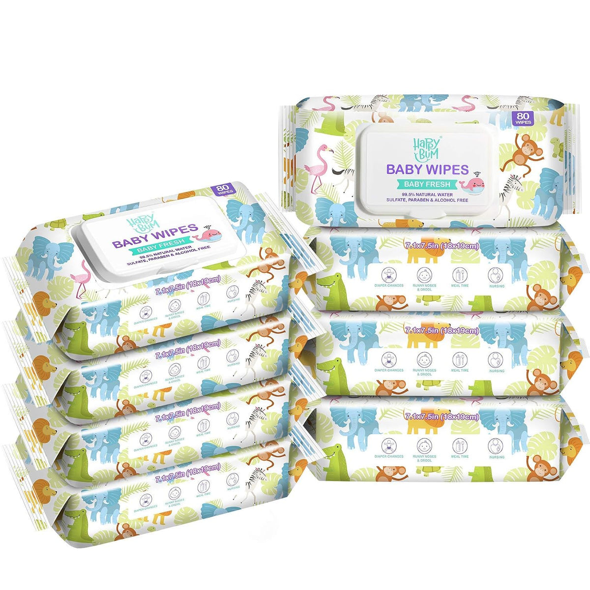 Baby Wet Wipes Unscented - Extra Large Size, Durable, 99% Water-Based & Gentle on Sensitive Skin for Face & Body,640 Count (8 Packs of 80）