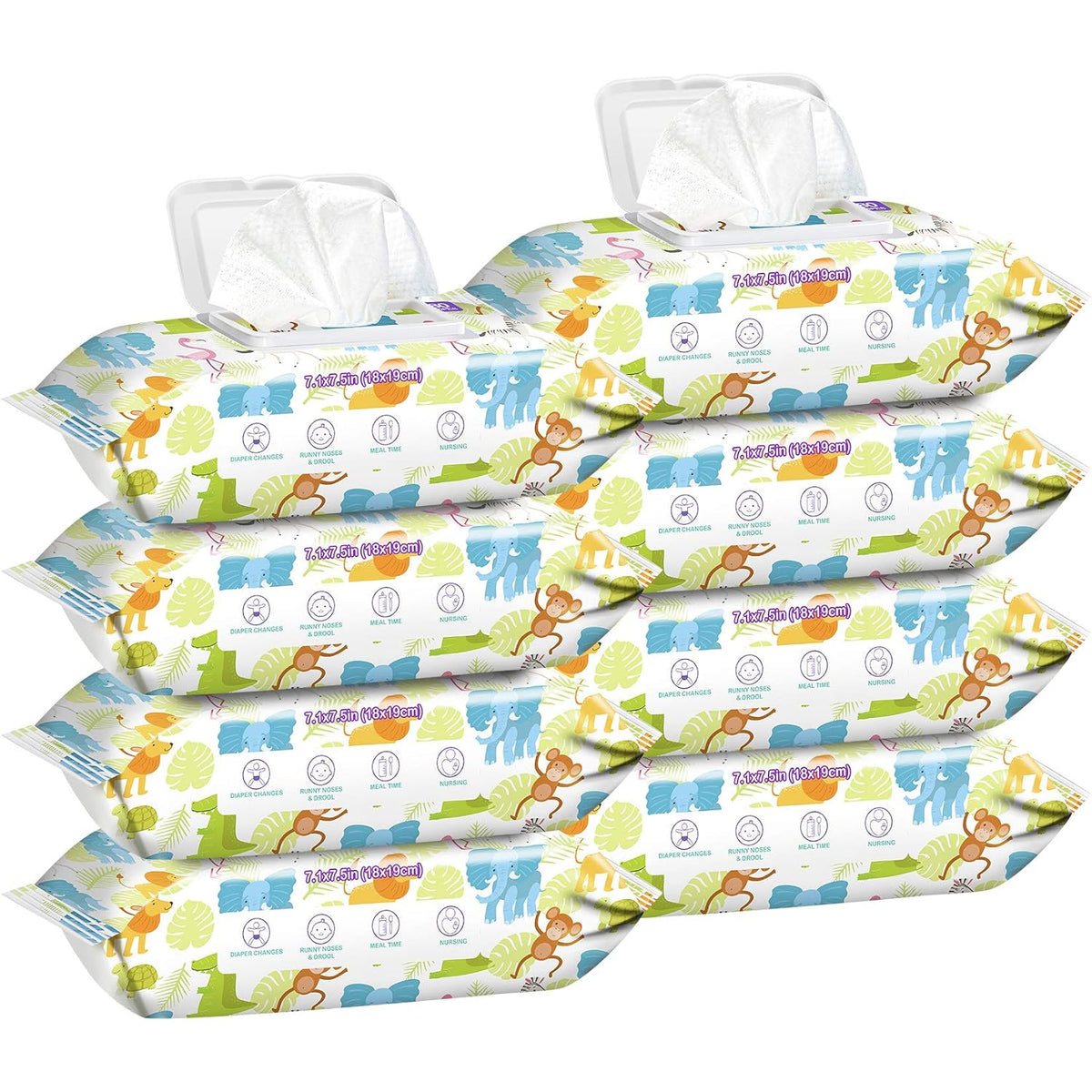 Baby Wet Wipes Unscented - Extra Large Size, Durable, 99% Water-Based & Gentle on Sensitive Skin for Face & Body,640 Count (8 Packs of 80）