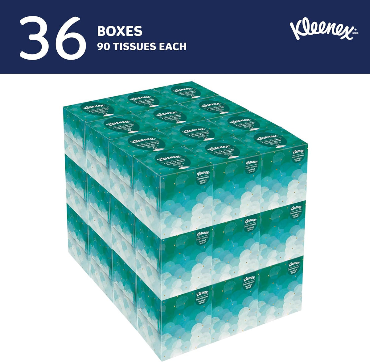 Kleenex Professional Facial Tissue, Bulk, 36 Boxes x 90 Tissues (21270)