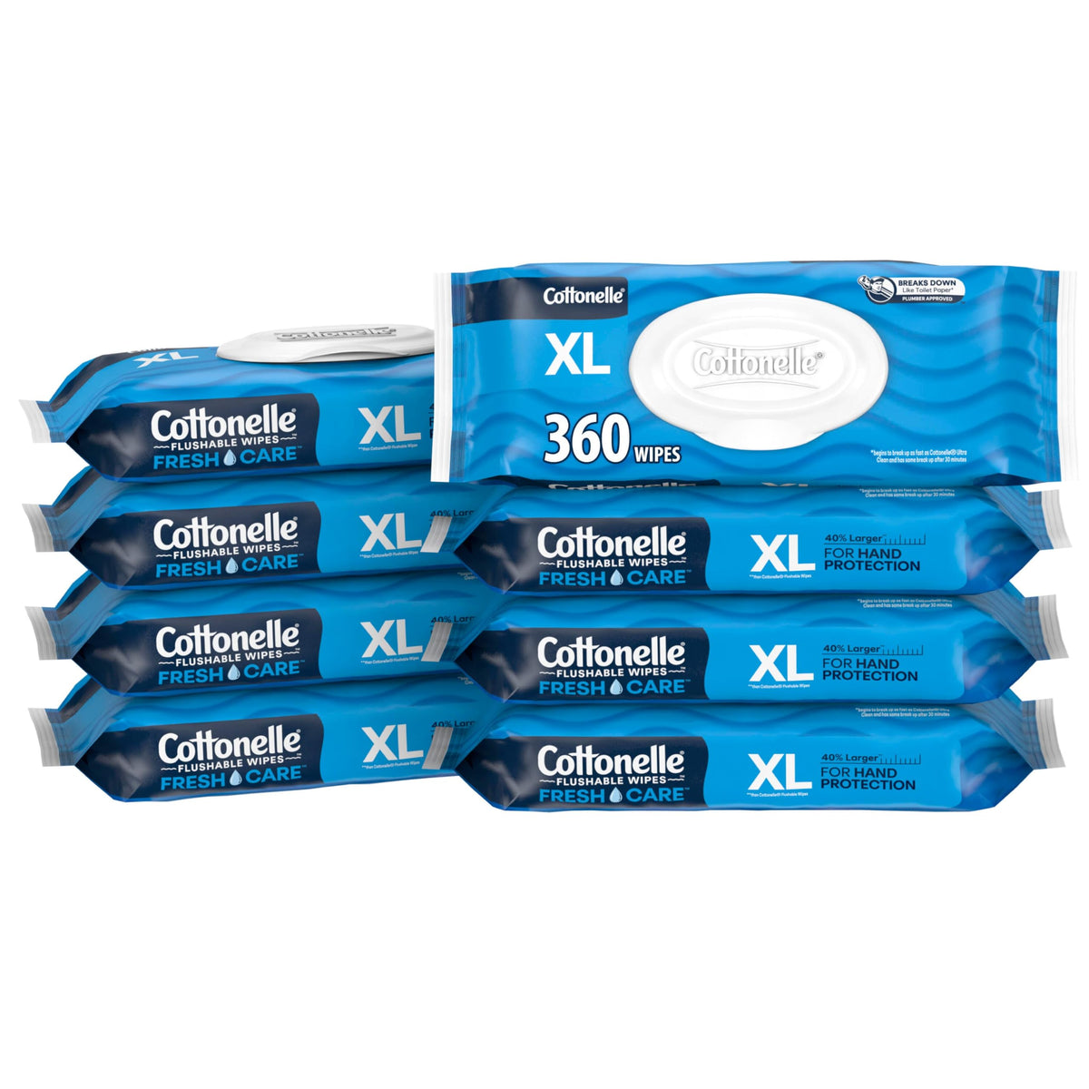 Cottonelle Fragrance Free Flushable Wipes, 8 Packs, 42 Wipes per Pack
