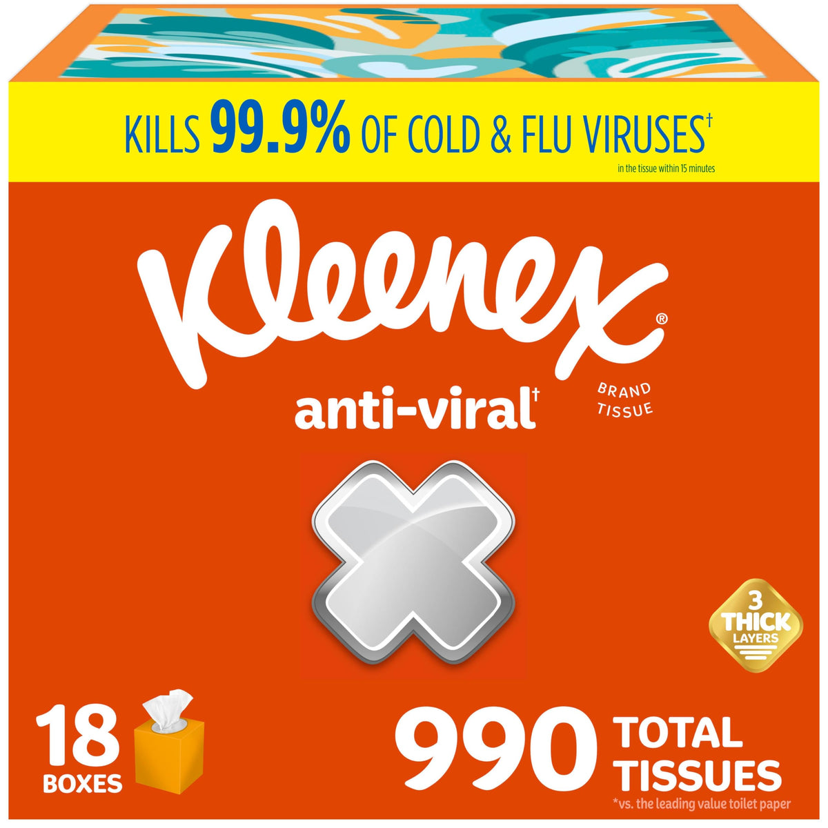 Kleenex Anti-Viral Facial Tissues, 6 Cube Boxes, 55 Tissues per Box