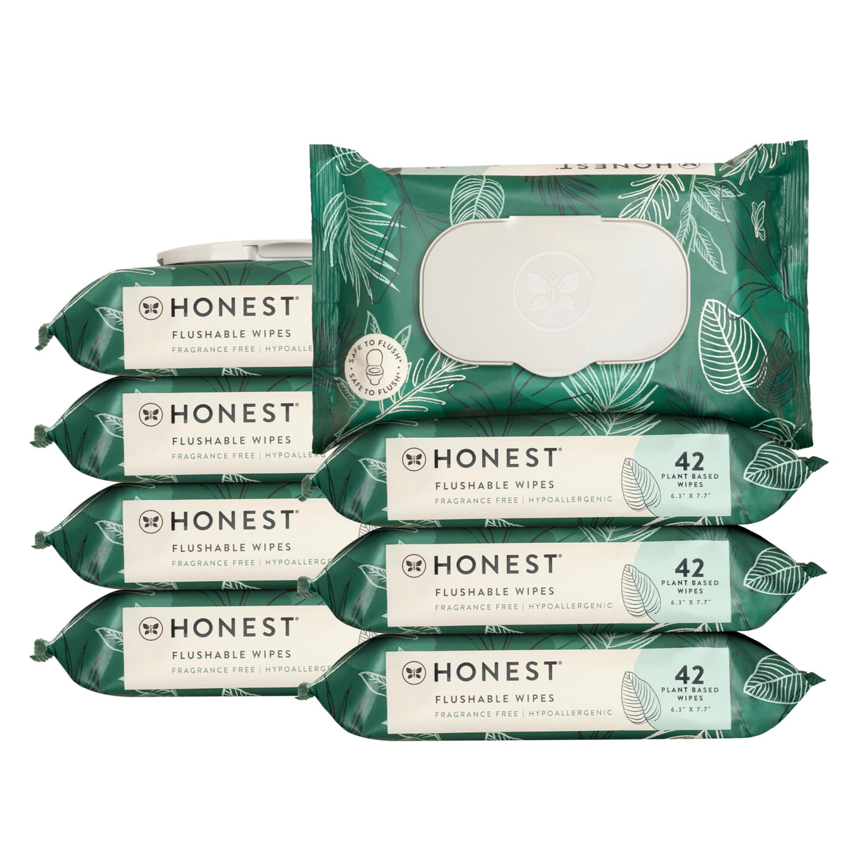 The Honest Company Flushable Wipes, Hypoallergenic, Tropical Leaves, 126ct