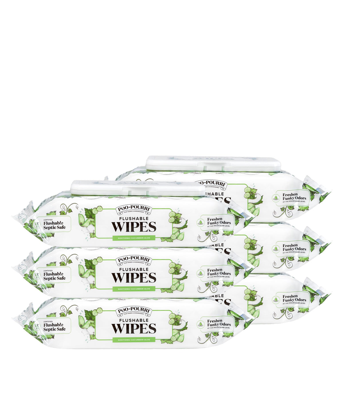 Poo~Pourri Flushable Wipes, Cucumber Aloe, 3-pack Dispensers, 150 Total