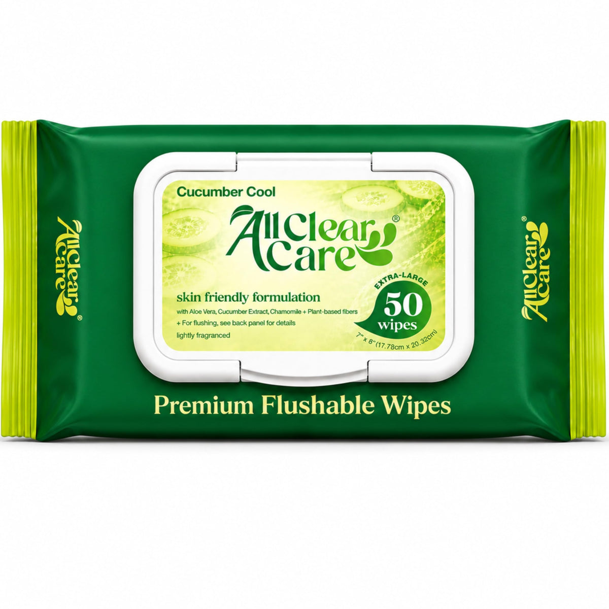 All Clear Care Flushable Wipes, Aloe, Cucumber and Chamomile, Sewer & Septic Safe, Extra Large Adult Wet Wipes, Cucumber Scent, 150 count (3 pack)