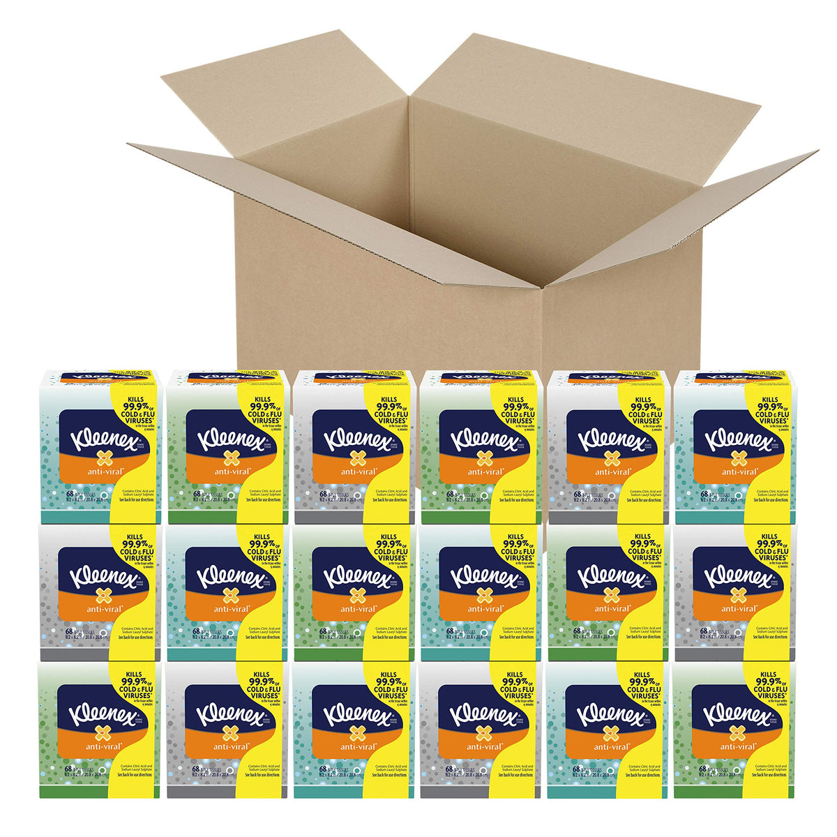 Kleenex Anti-Viral Facial Tissues, 6 Cube Boxes, 55 Tissues per Box