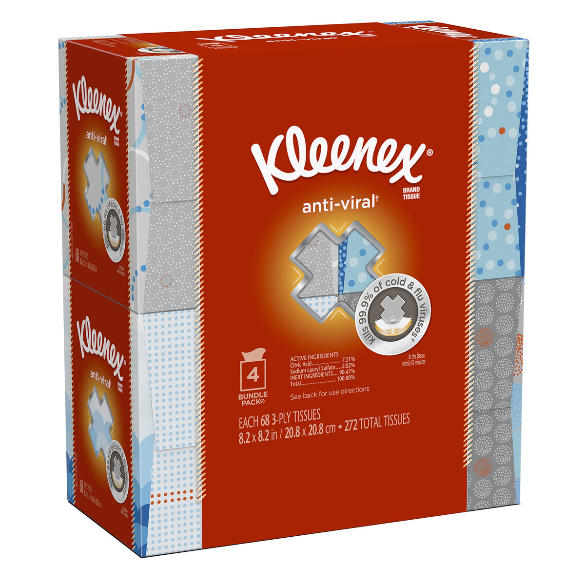 Kleenex Anti-Viral Facial Tissues, 6 Cube Boxes, 55 Tissues per Box