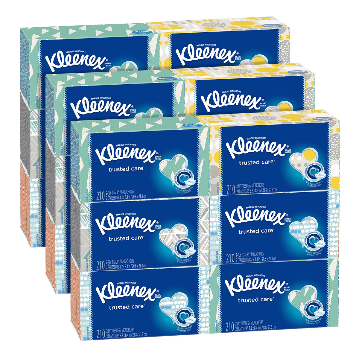 Kleenex Trusted Care Facial Tissues, 8 Flat Boxes, 200 Tissues per Box